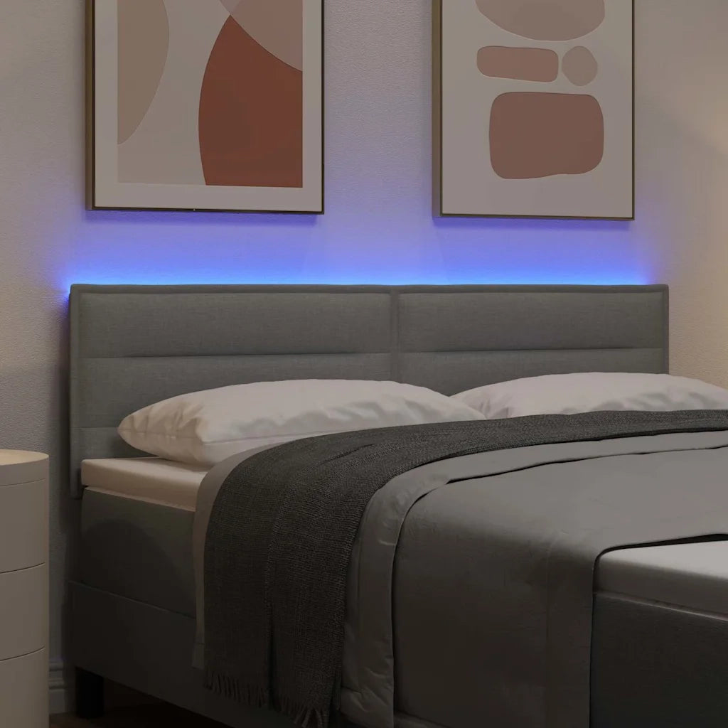 Testiera | Testata LED con strisce LED Grigio chiaro 160 cm Tessuto