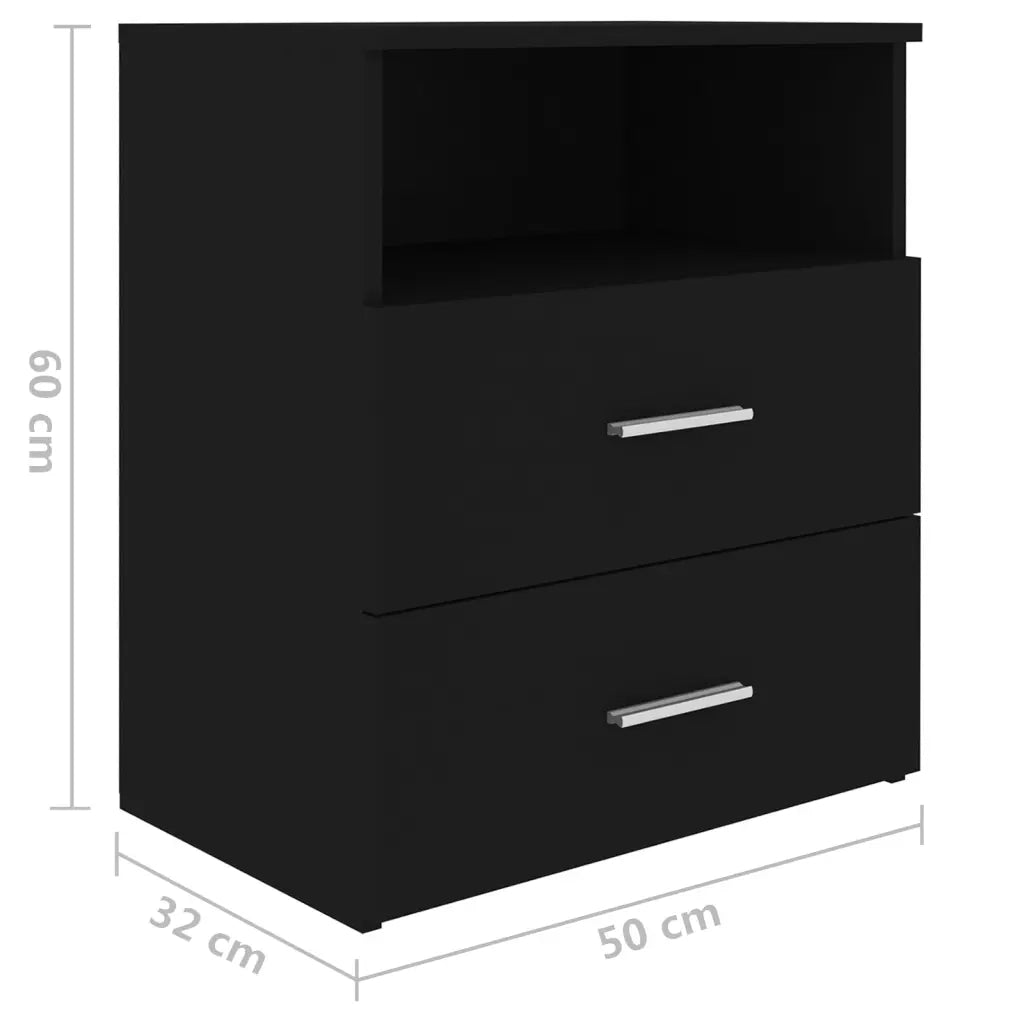 Set di 2 Comodini | Armadio da Notte | Mobiletto da notte Neri 50x32x60 cm