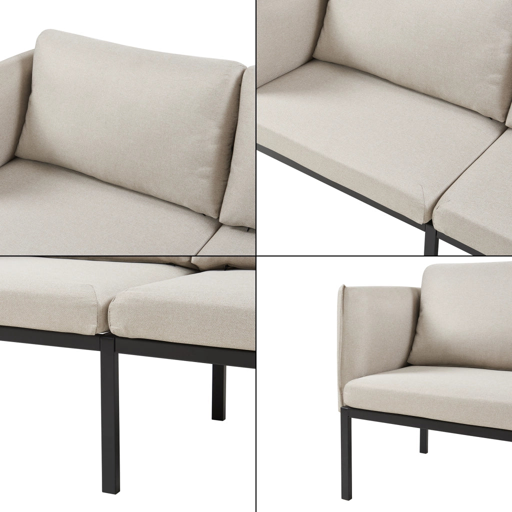 Divano a 2 Posti Kamar Imbottito con Cuscini - Beige [en.casa]