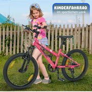 Bicicletta per bambini da 20 pollici rosa con freni V anteriori e posteriori sella regolabile per scuola e tempo libero