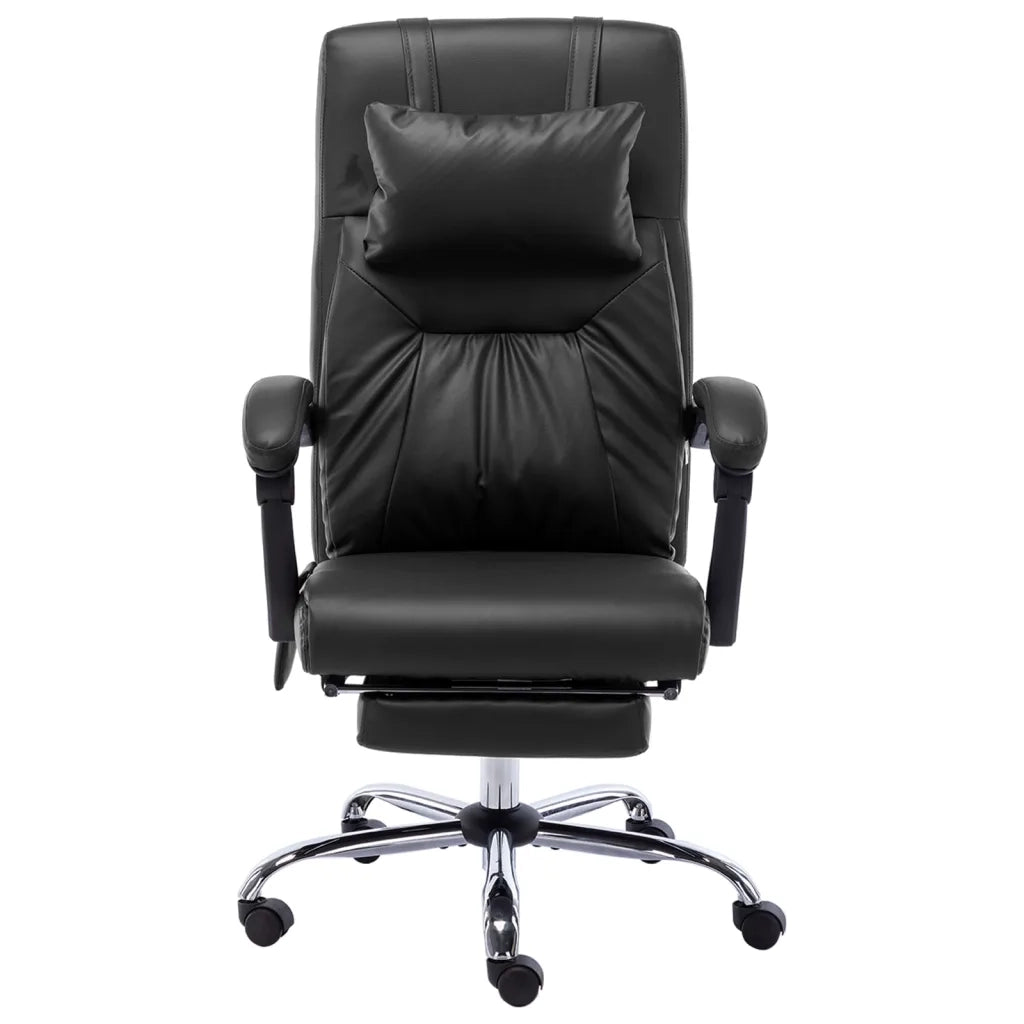 Sedia da Ufficio | Sedia da Gaming Massaggiante Nera in Similpelle