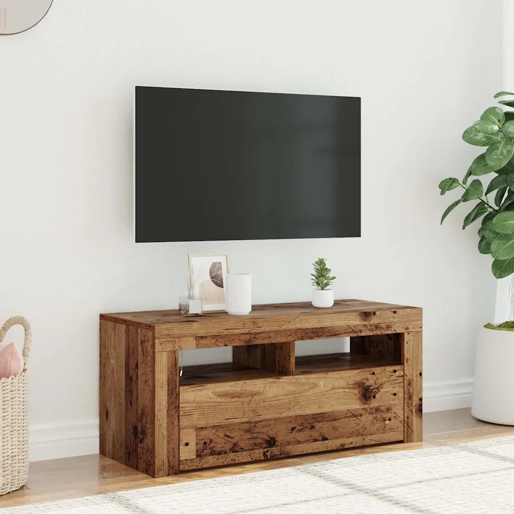 Mobile TV | Armadietto TV | Mobile Porta TV con LED Legno Antico 90x35x40 cm Multistrato