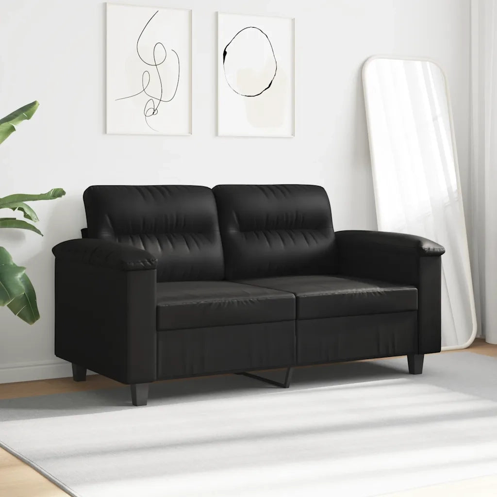 Divano a 2 Posti-Sofa 2 Posti Nero 120 cm in Tessuto Microfibra