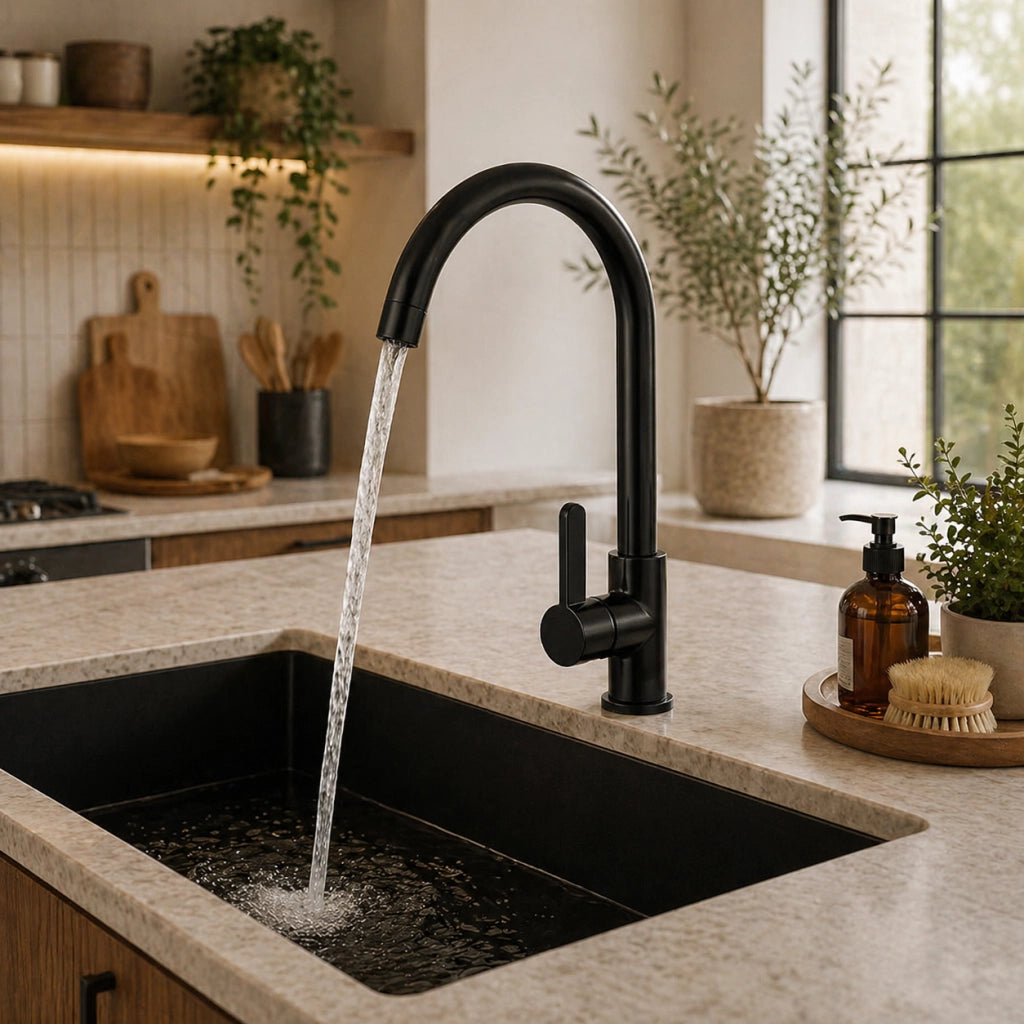 Rubinetto Cucina Nero Opaco Canna Alta Girevole Miscelatore Lavello 94023