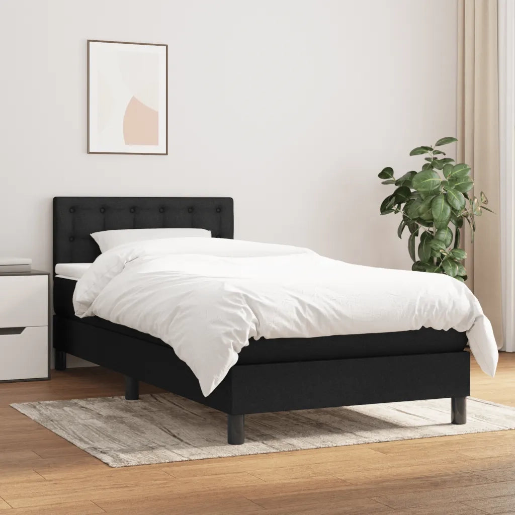 Giroletto a Molle con Materasso-Struttura Letto Nero 80x200 cm inTessuto 708367