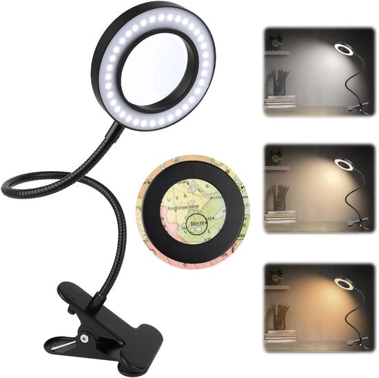 Verglassatura con Fonte di Luce - 5x Verglassatura - Lampada da Tavolo - Colonna da Peso - 360° Regolabile - Ideale per Leggere e Lavorare - Lampada da Lettura