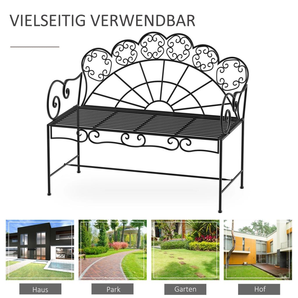 PANCHINA DA GIARDINO 2 posti 107 x 55,5 x 90,5 cm metallo nero