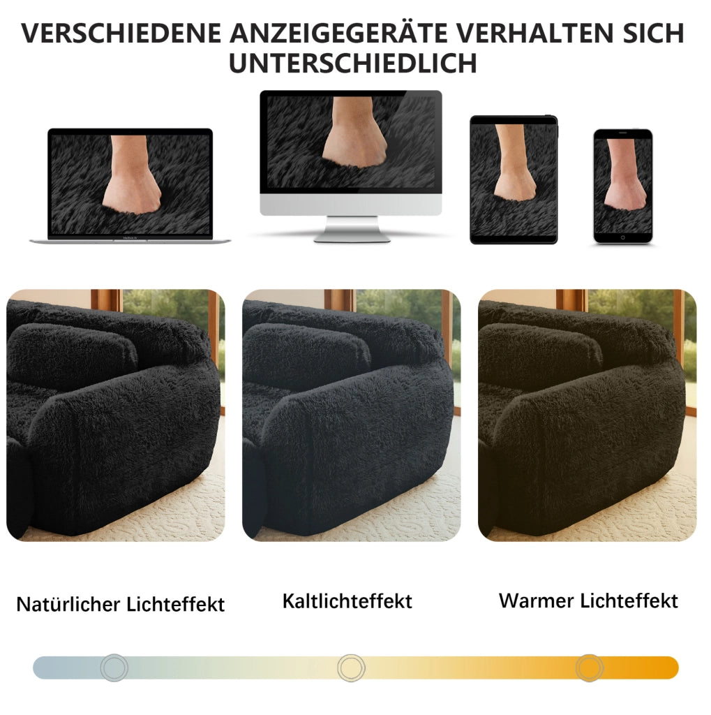 Divano modulare senza struttura in tessuto peluche nero
