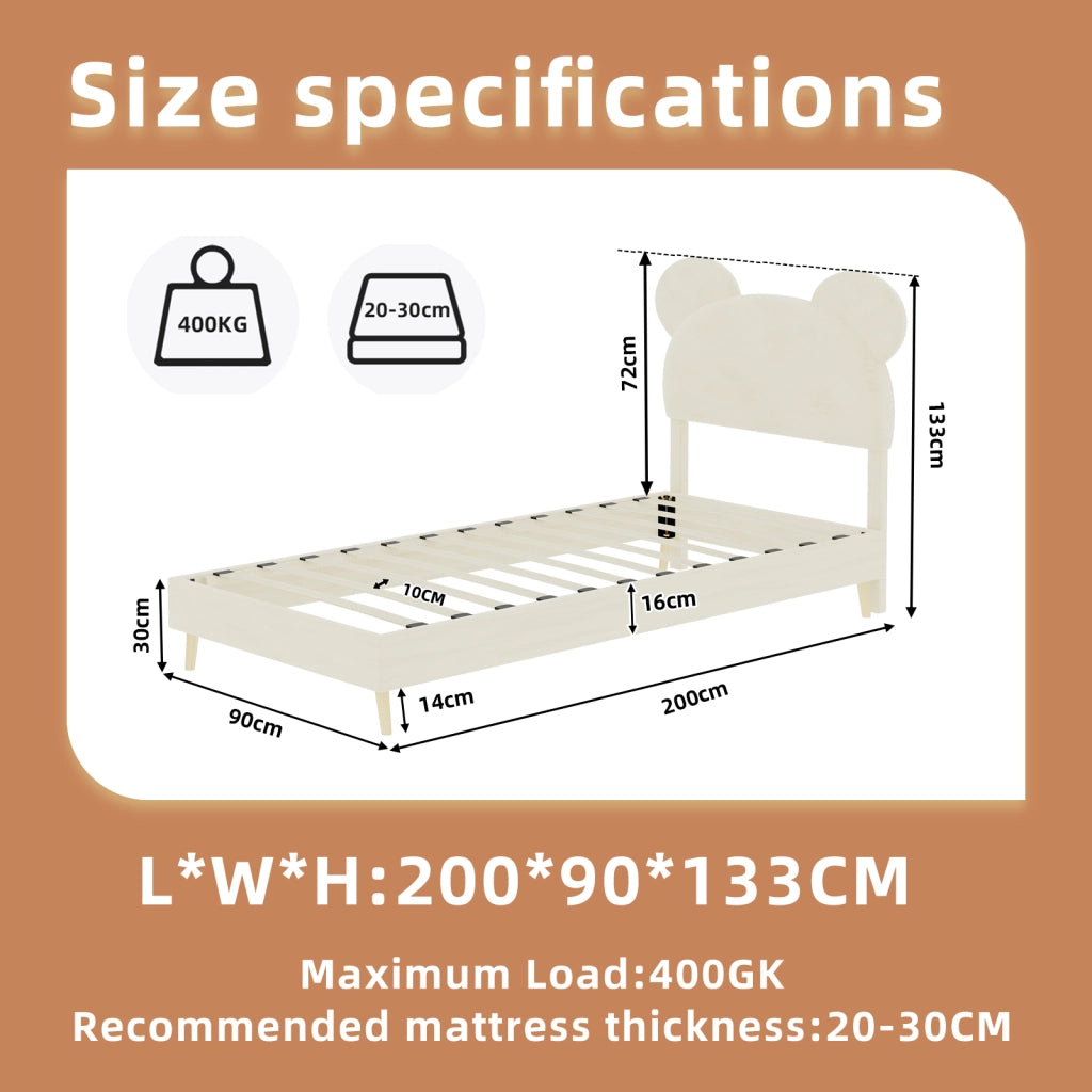 Letto contenitore 90 × 200 cm con testiera imbottita a forma di cartone beige e vano con sollevamento pneumatico