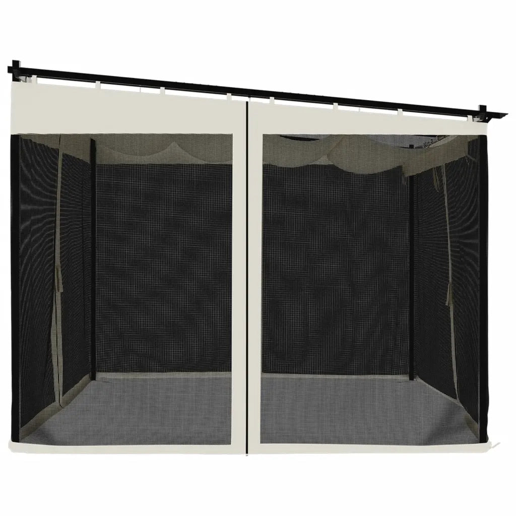 Gazebo | Pergolato con Pareti in Rete Crema 3x3 m in Acciaio
