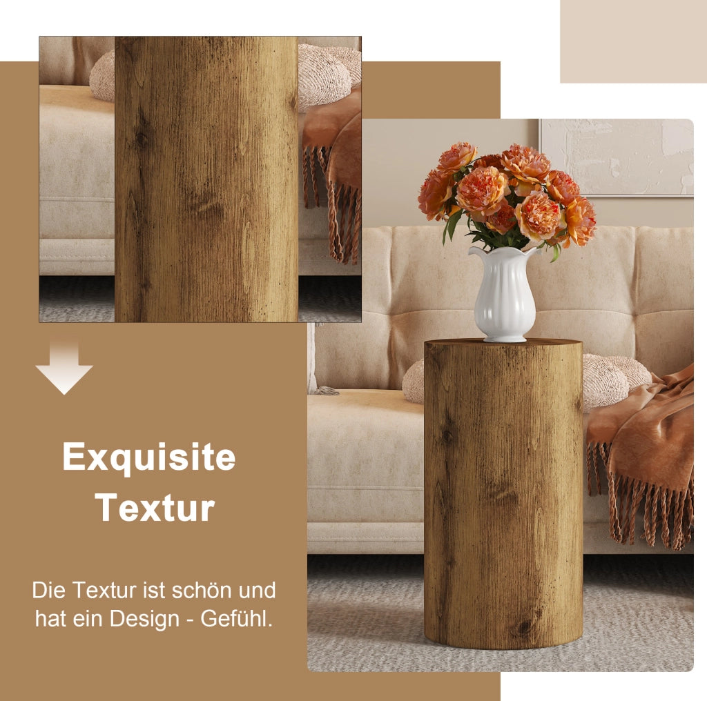 Tavolino rotondo in MDF effetto legno, diametro 30 cm, altezza 55 cm, design moderno minimalista