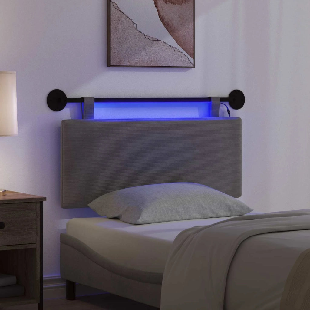 Testiera | Testata sospesa Con luce LED Grigio Chiaro Tessuto in Cords