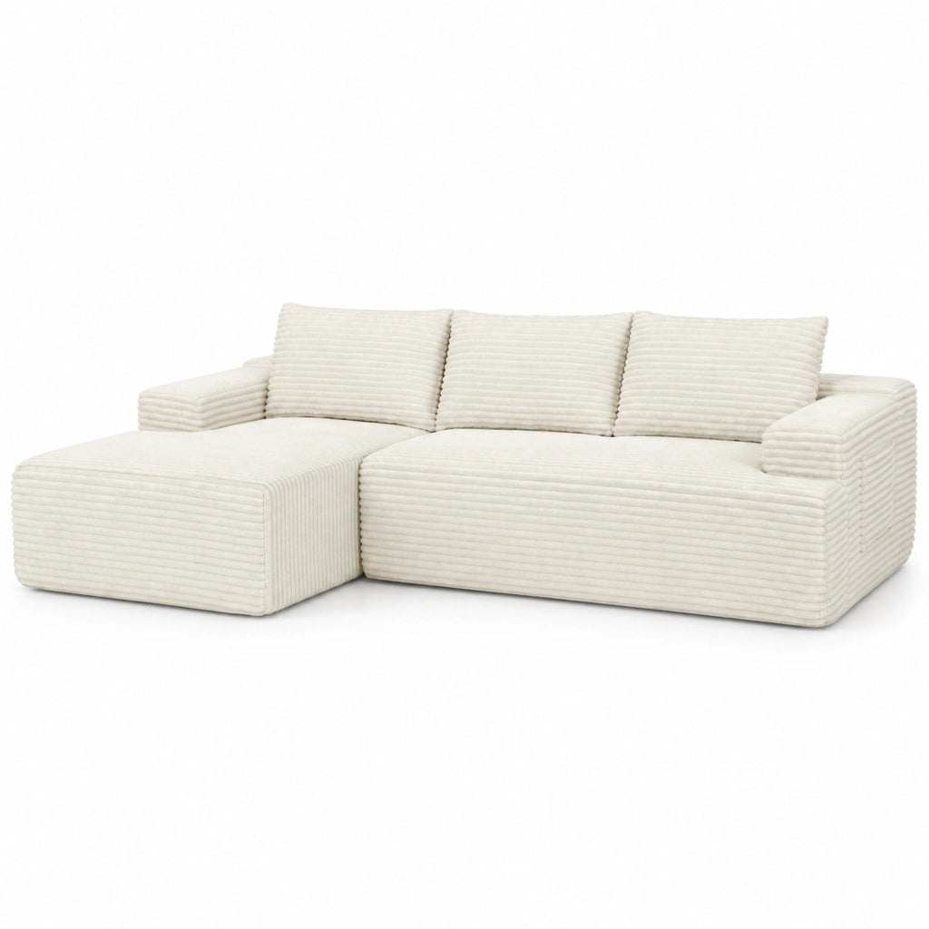Divano senza montaggio in velluto a coste beige