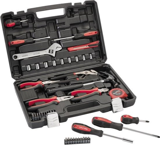 Kit di attrezzi DIY da 43 pezzi - Rosso e Nero - Dimensione unica