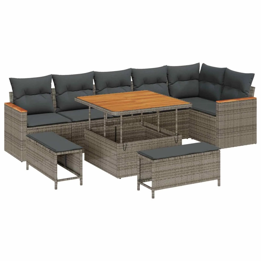 Set Divano da Giardino 9 pcs Grigio polyrattan 3362928