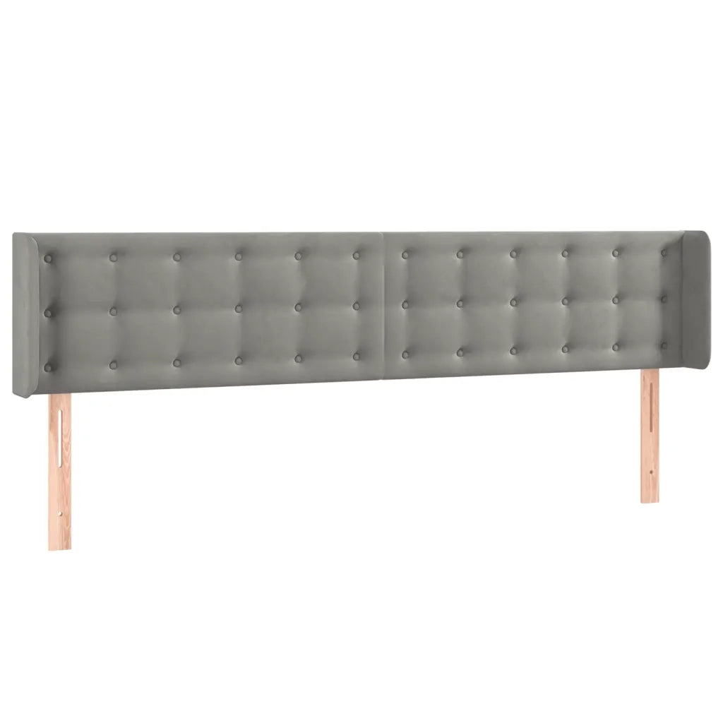 Testiera | Testata ad Orecchio Grigio Chiaro 183x16x78/88 cm in Velluto
