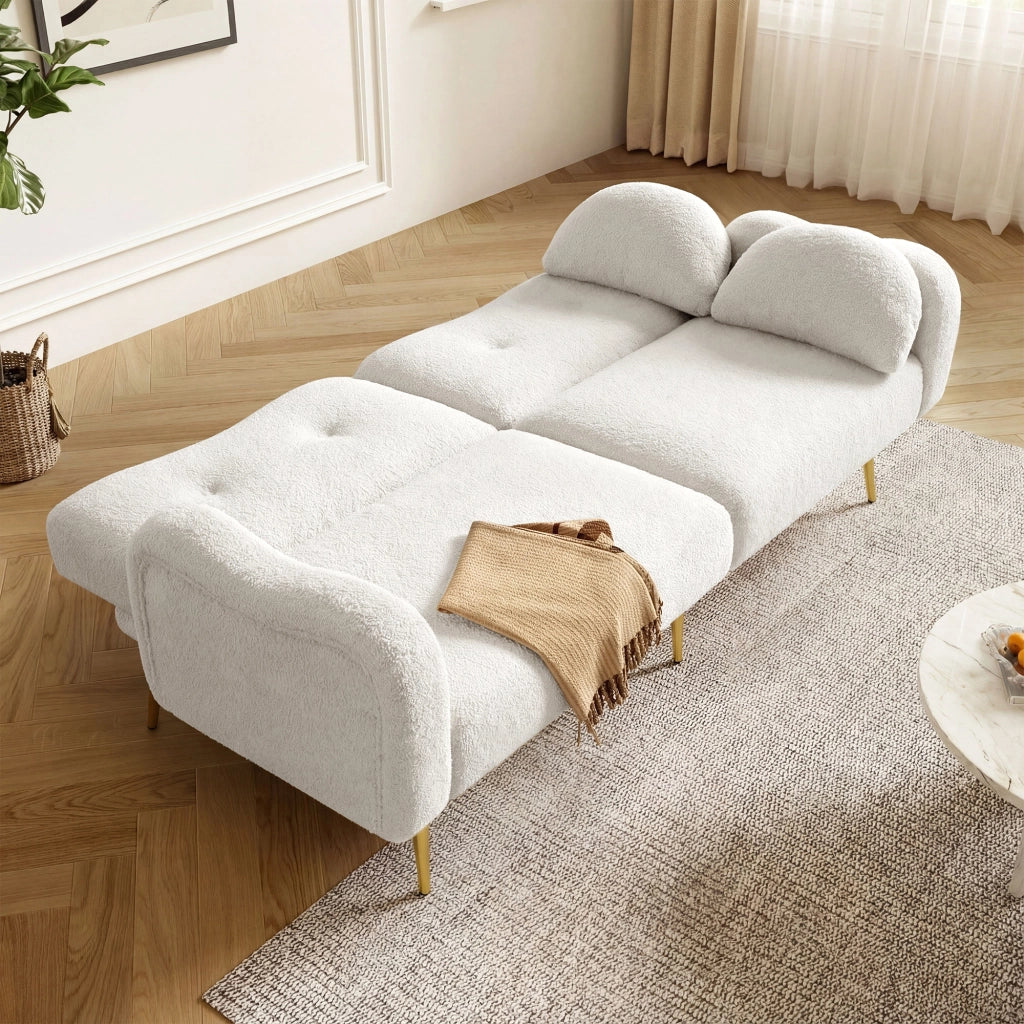 Divano letto 2 posti - Zephmum- Schienale regolabile, gambe dorate, multifunzionale
