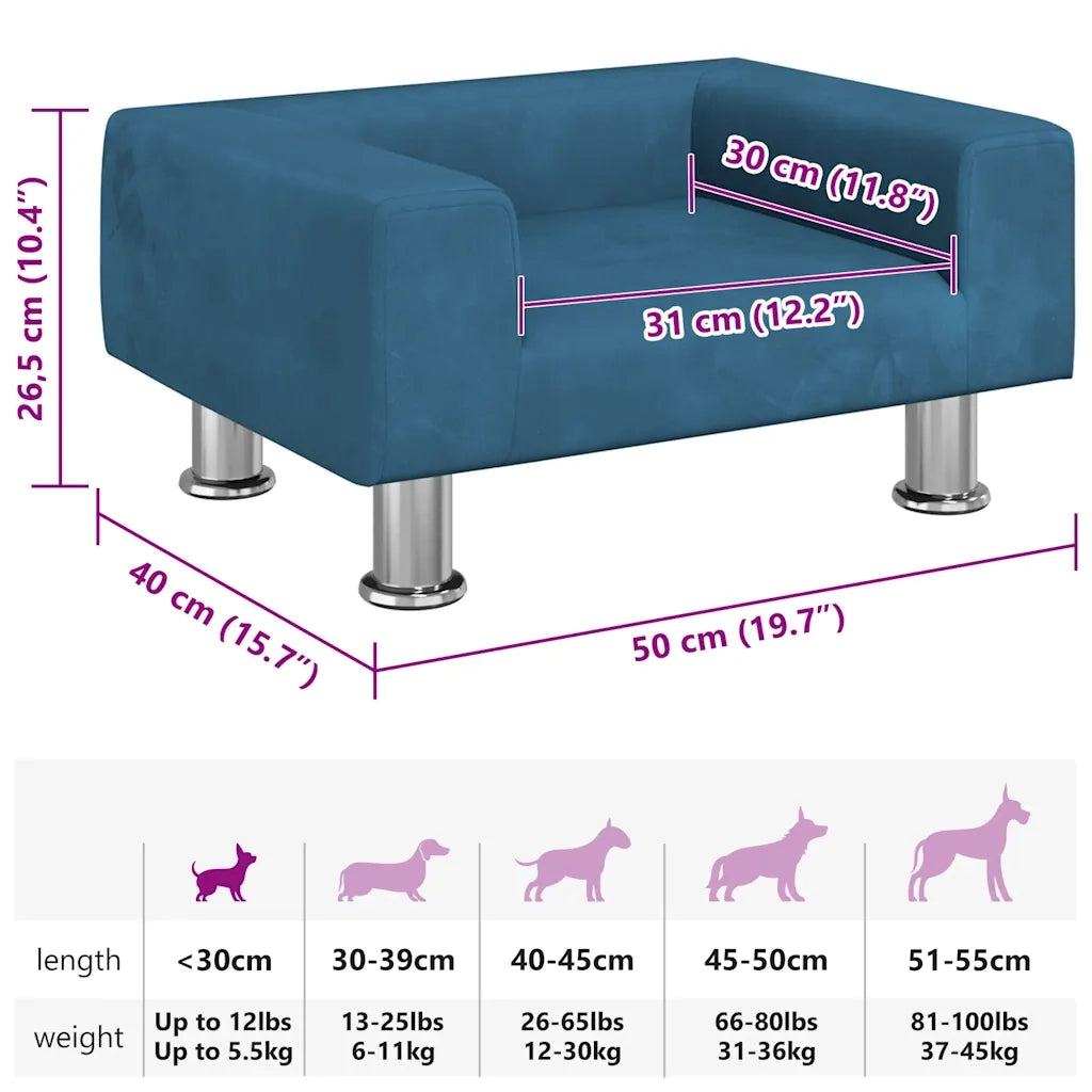 Lettino per Cani Blu 50x40x26,5 cm in Velluto 171925