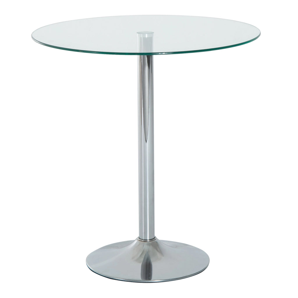 Tavolo da pranzo rotondo con piano in vetro e gambe in metallo ¨C Zephmum ¨C Argento