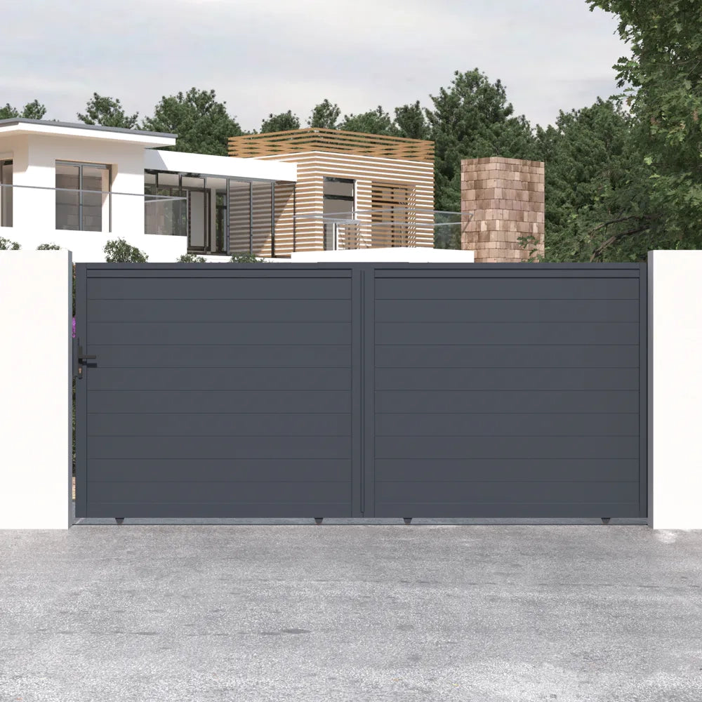 Cancello in alluminio scorrevole 392x173cm grigio freddo