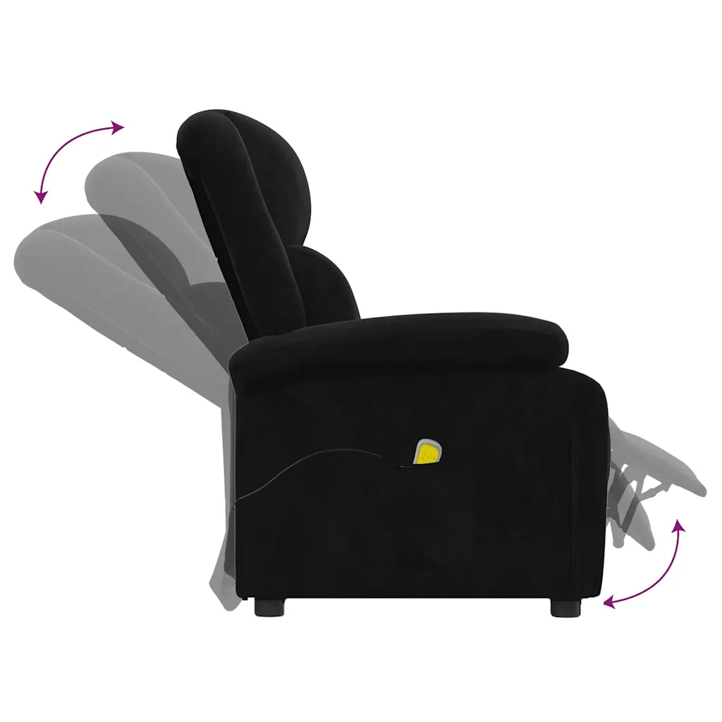 Poltrona Massaggiante | Sedia Relax Nera in Velluto