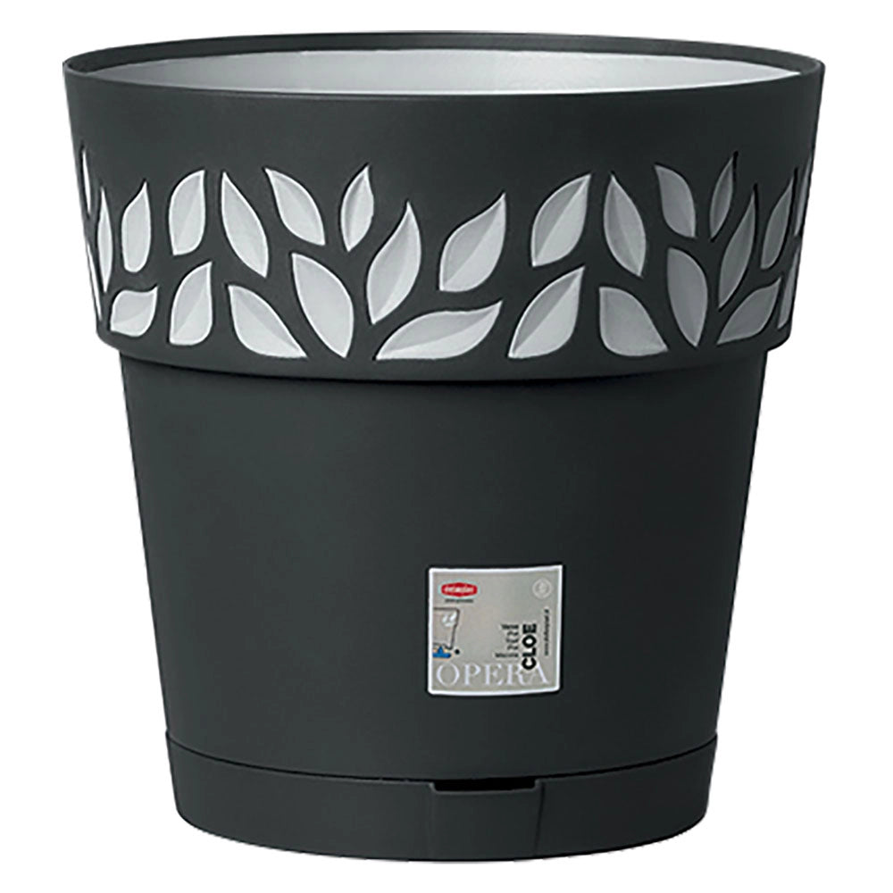 VASO TONDO 'CLOE' ø 25 x h.25 - grafite/grigio luce  - STEFANPLAST