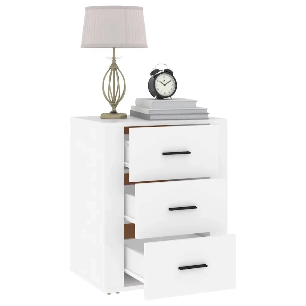 Comodino-Tavolino da notte Bianco 50x36x60 cm in Legno Ingegnerizzato 302565