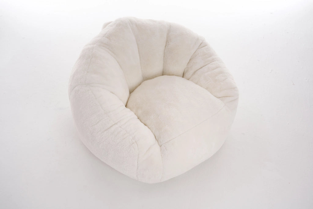 Poltrona sacco in memory foam con rivestimento in poliestere bianco
