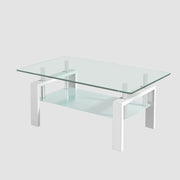 Tavolino da caffè bianco in vetro temperato 100x60x44 cm per soggiorno