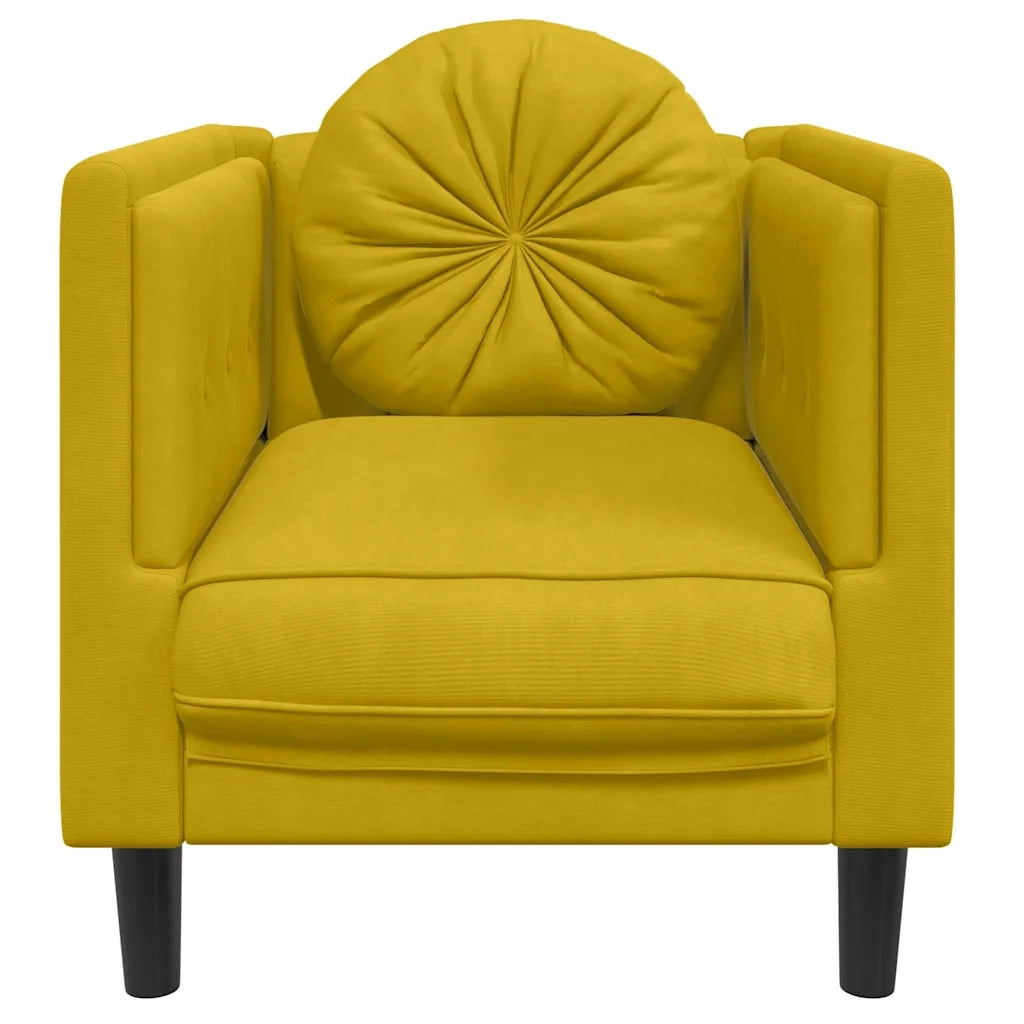Poltrona con Cuscino Giallo in Velluto 372628