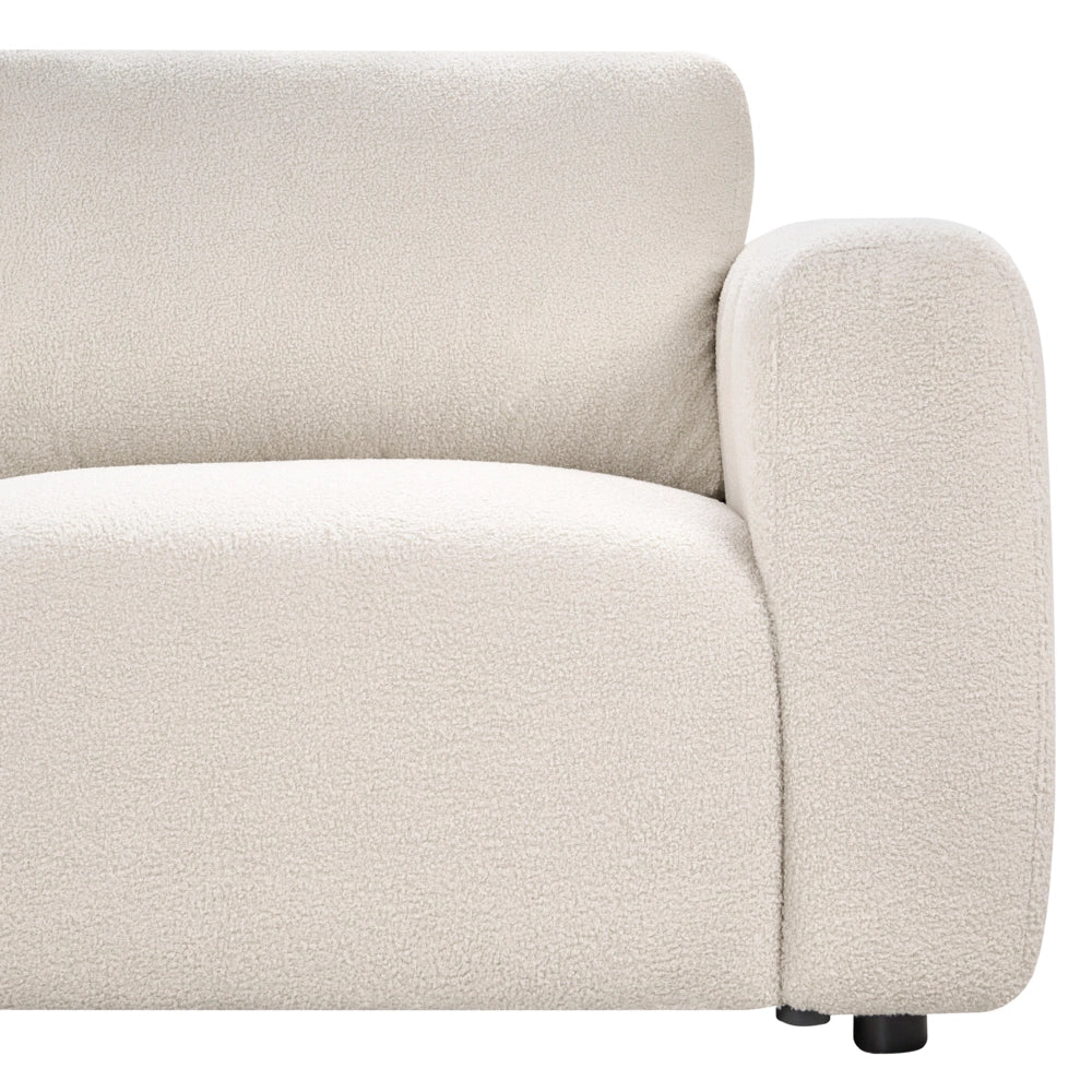 Divano modulare a 2 posti Divano componibile in bouclé bianco sporco in due sezioni Stile moderno e minimalista