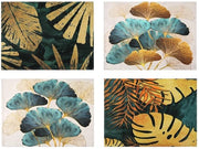Set di Tavola Retro - Proteggi il Tavolo - 4 Pezzi - Verde e Oro - 100% Lino A - 45 x 32 cm