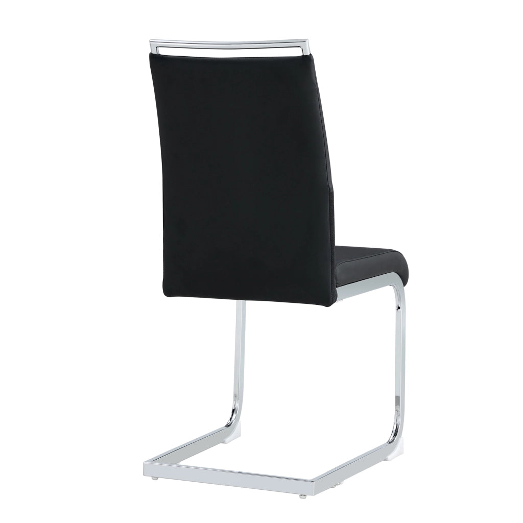 Sedie da pranzo set di 4 ergonomiche con schienale in similpelle PU e lino nere imbottite con gambe in metallo