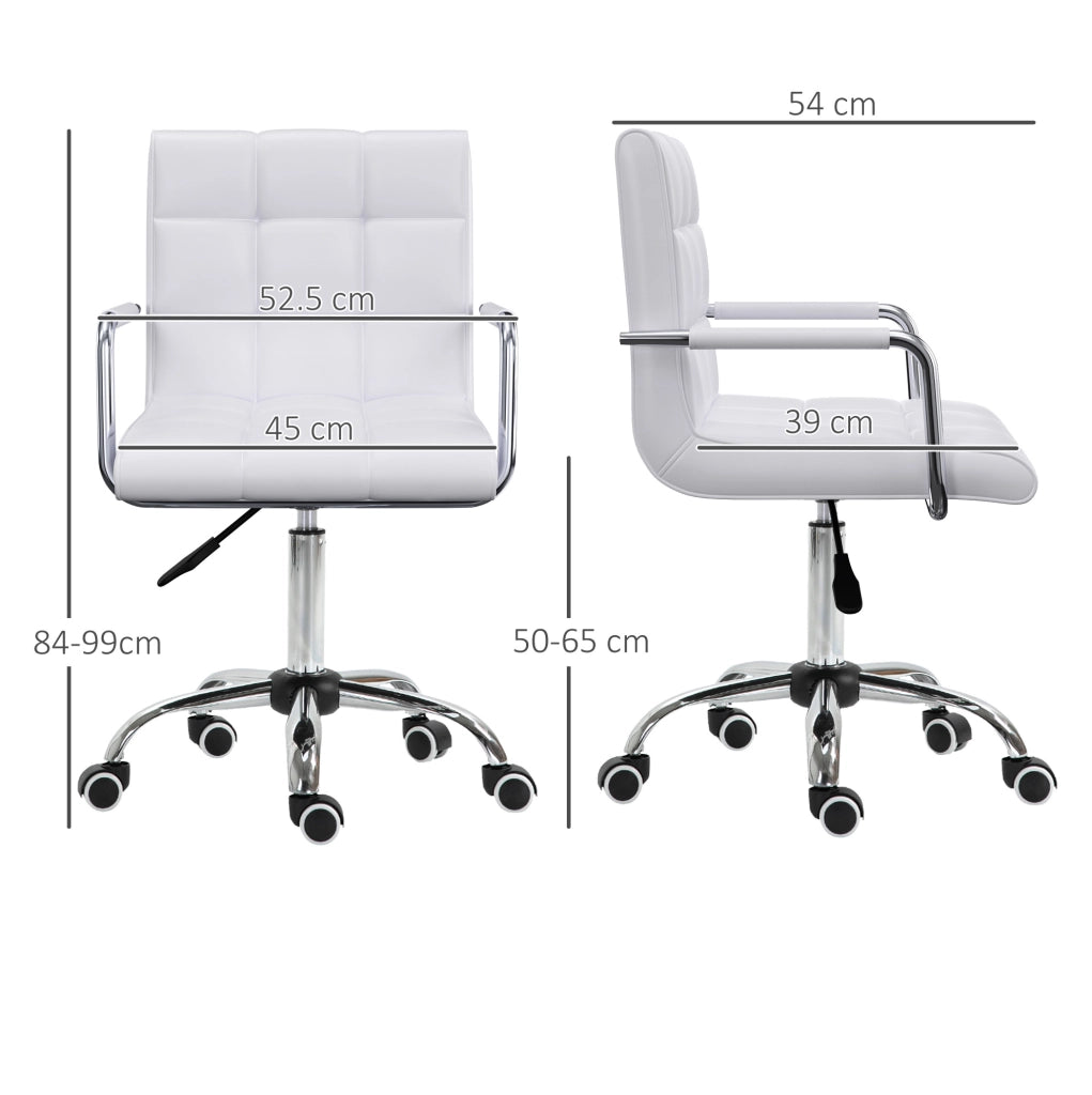 Sedia da ufficio girevole bianca in PVC regolabile