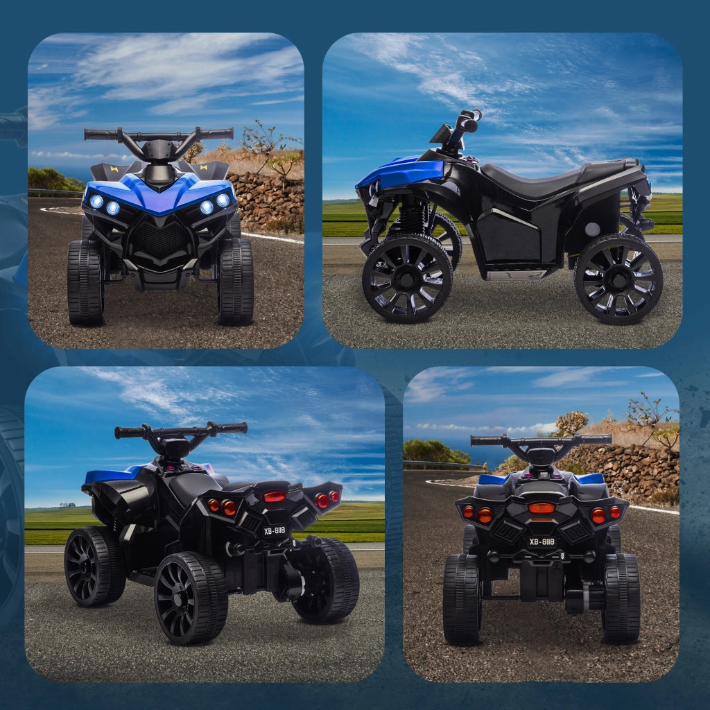 Quad Elettrico per Bambini 6V con Marcia Avanti e Retromarcia Luci LED e Musica Colore Blu Robusto e Sicuro