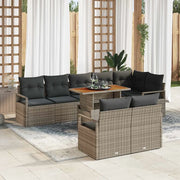 Set Divano da Giardino con cuscino 9 pcs Grigio e Marrone