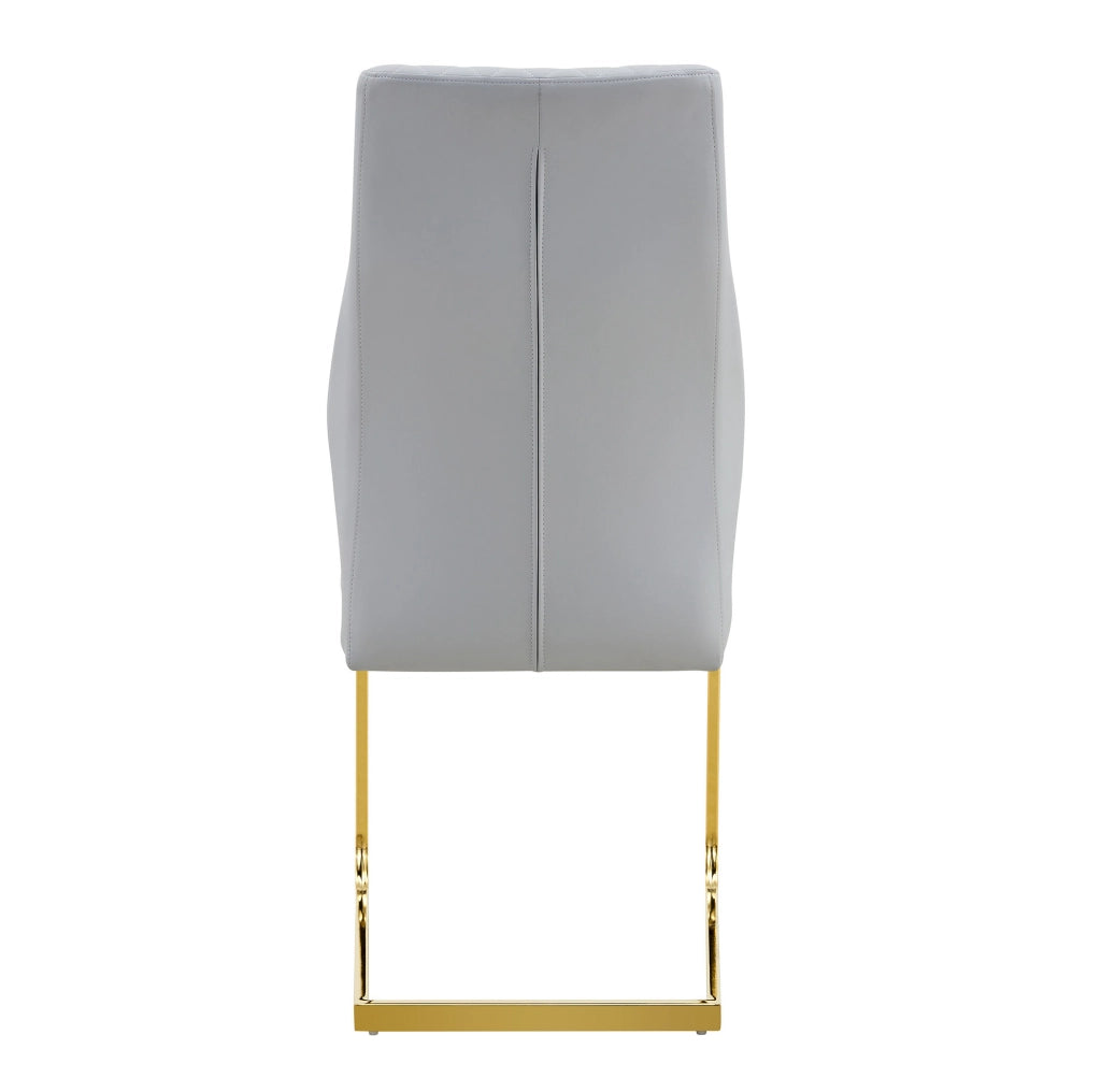 Set 2 sedie da pranzo con schienale alto in PU grigio chiaro e struttura dorata HAVRYA
