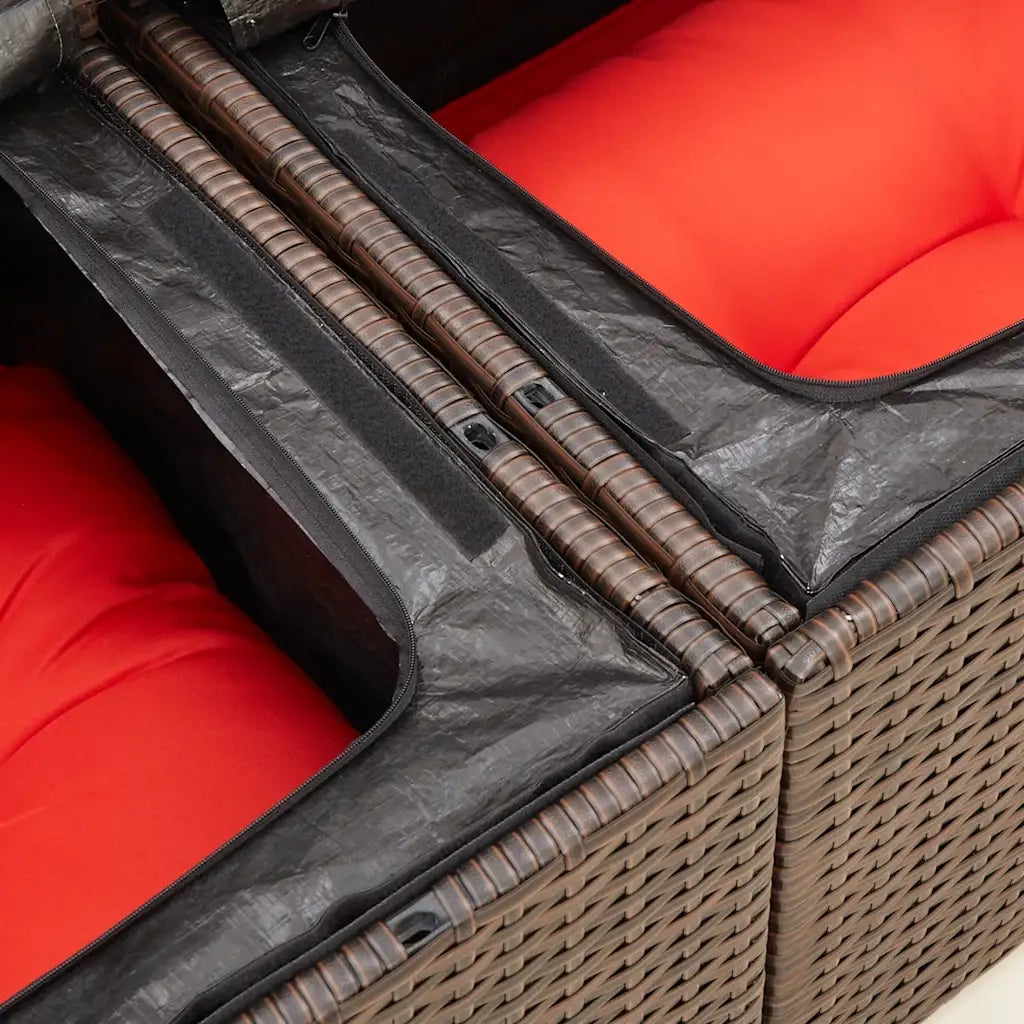 Divano da giardino con cuscini a 2 posti marrone in polyrattan 366243