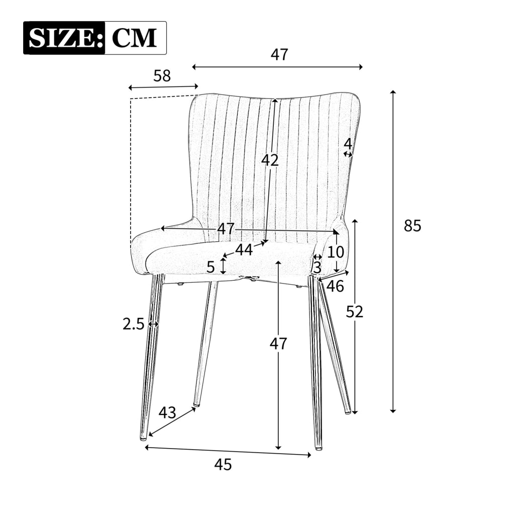 Set 4 sedie da pranzo in velluto beige con gambe in metallo dorato