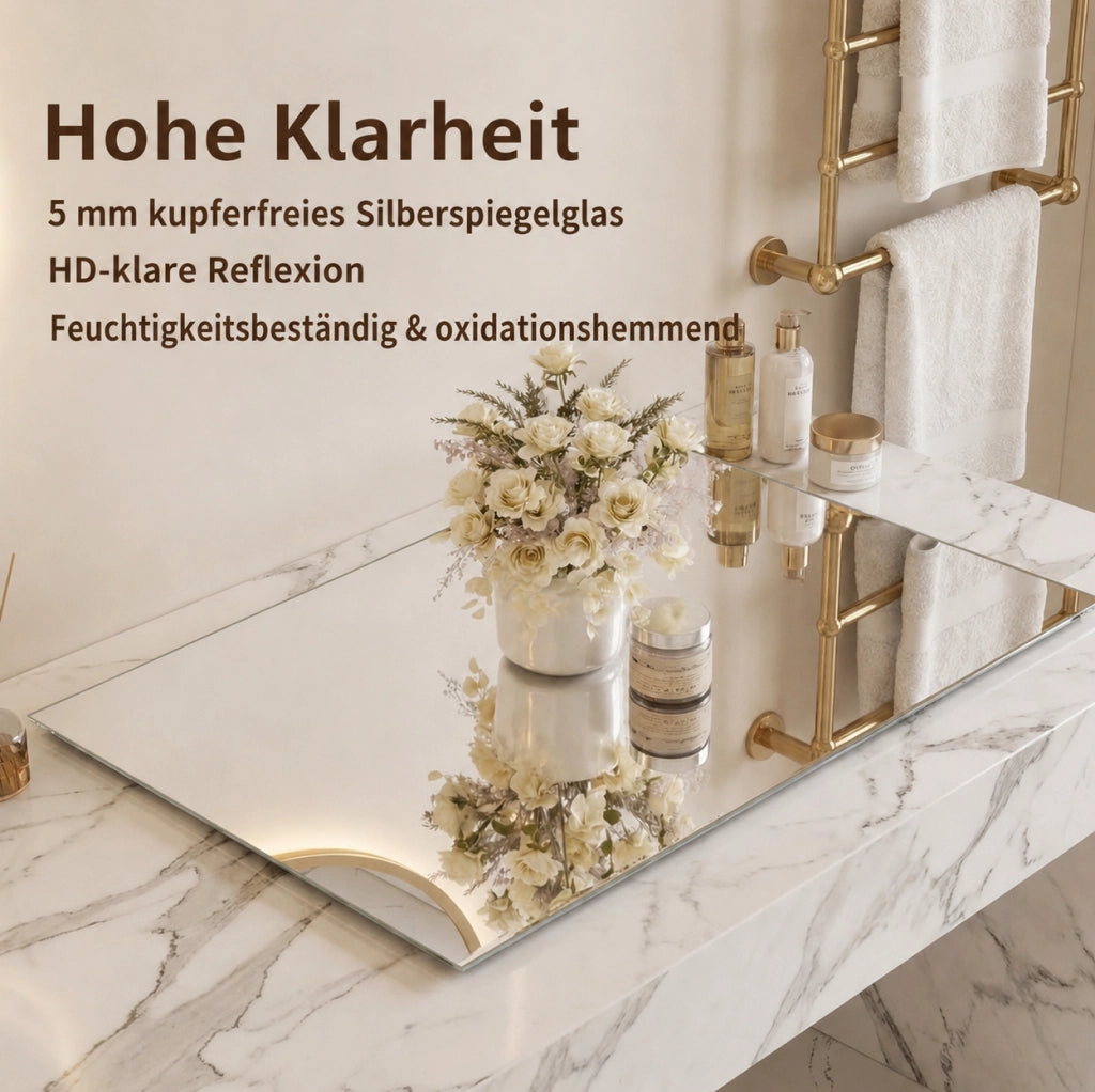 Specchio da bagno LED 70x90 cm con cornice in alluminio, retroilluminato, antifoschia, 3 tonalità di luce e dimmer regolabile, specchio argento senza rame 5 mm
