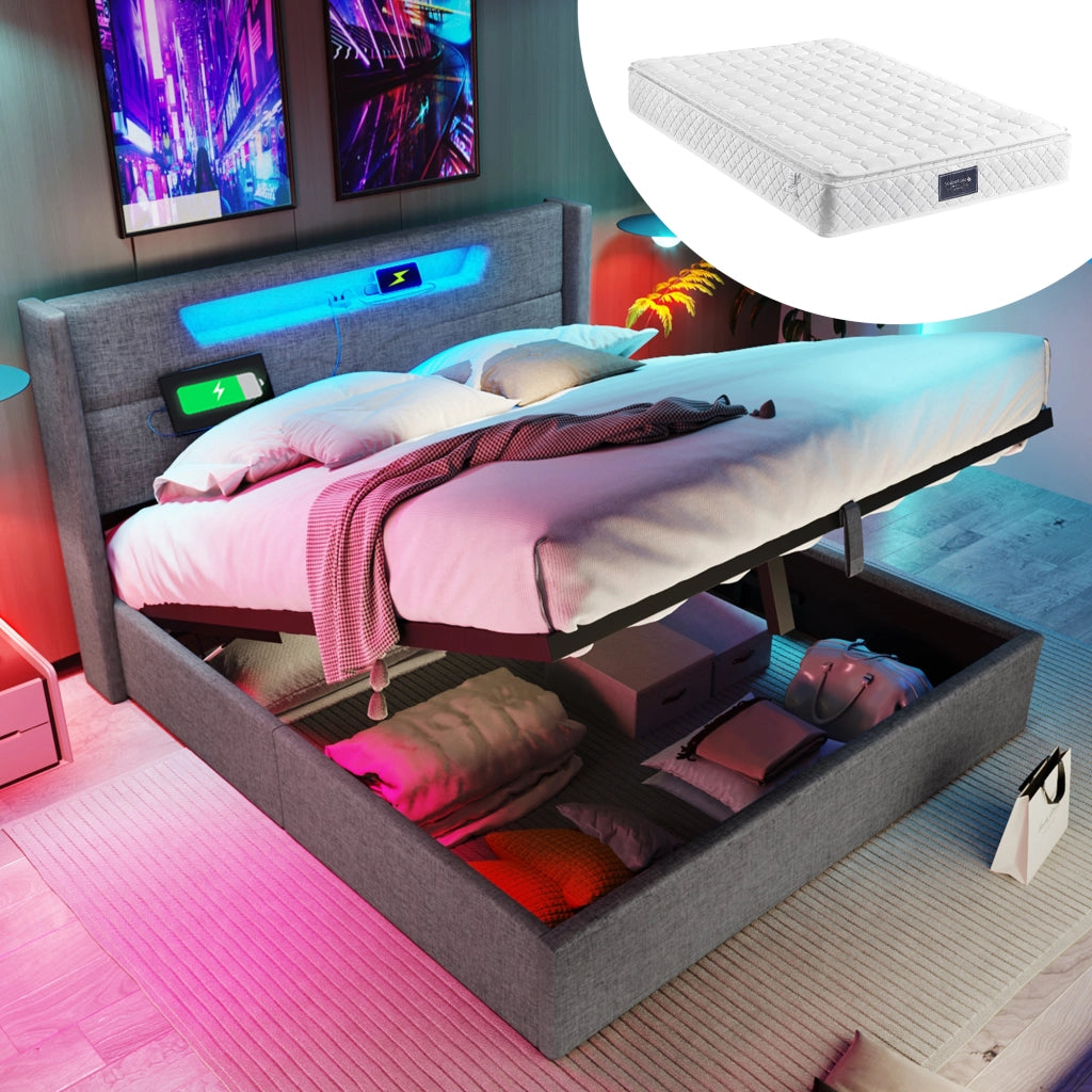 Letto matrimoniale 140x200 con illuminazione LED
