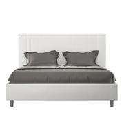 BS COM Letto queen size senza rete imbottito 150x190 similpelle bianco