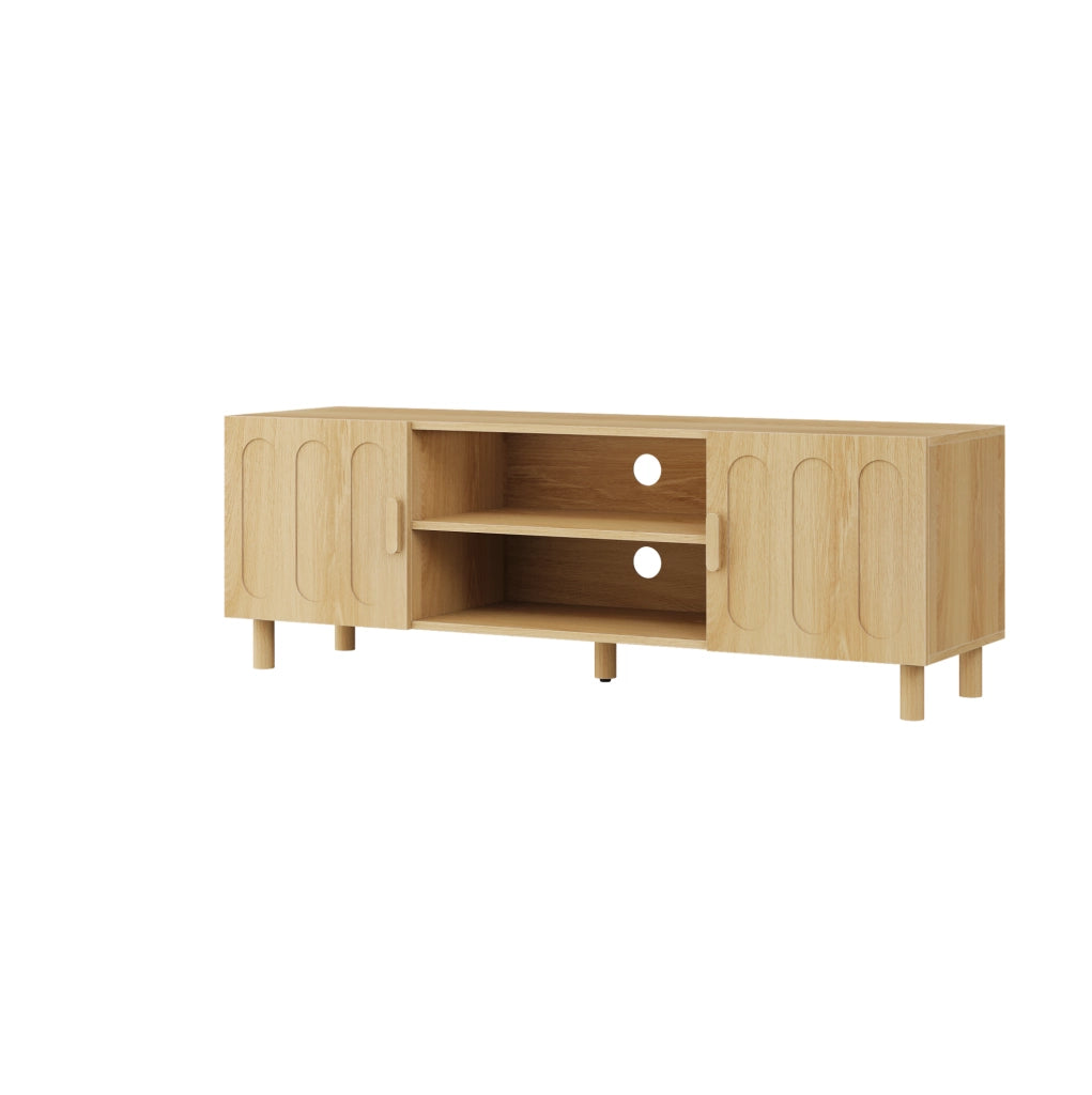 Mobile TV 140 cm rovere con ante e passacavi