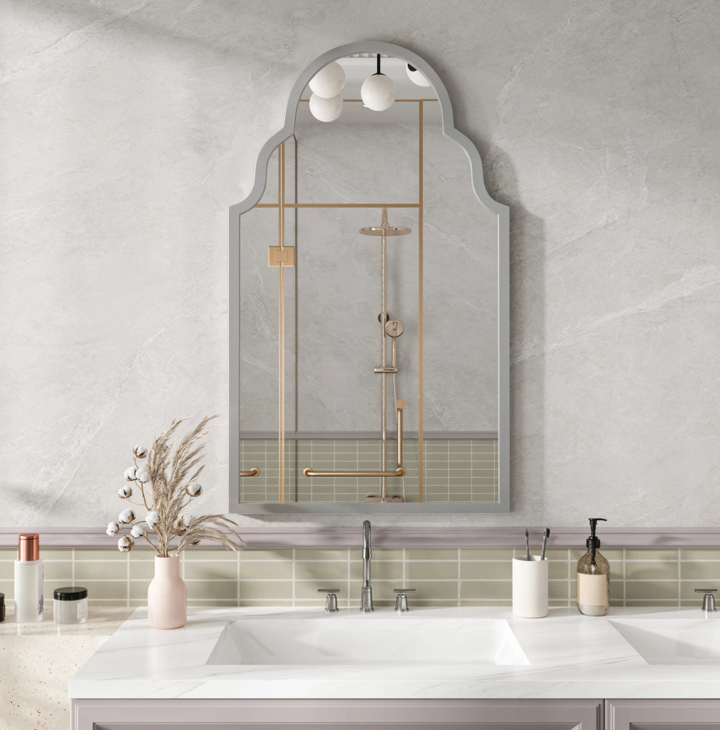 Specchio rettangolare da parete 61x101 cm con cornice in ferro argentato