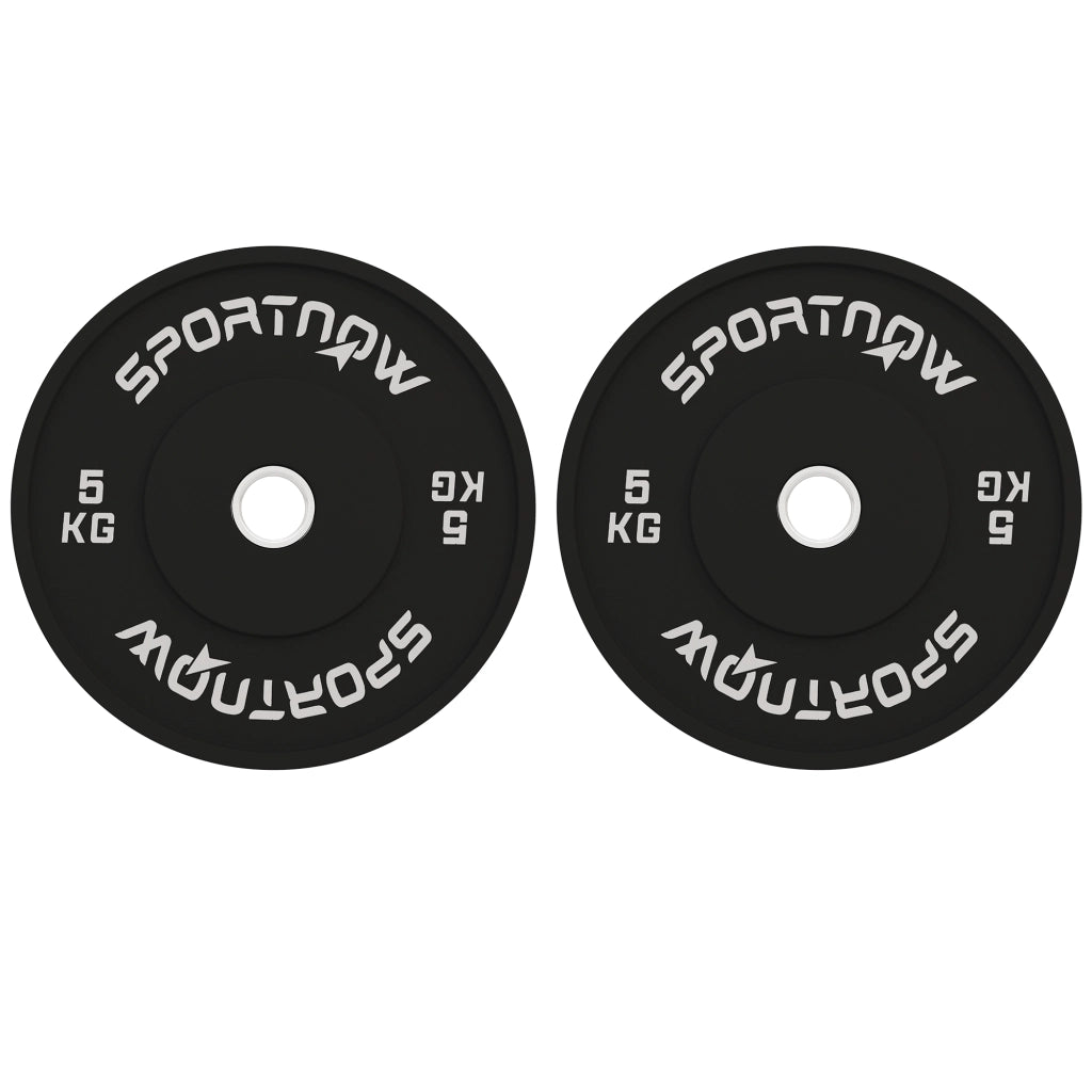 Set 2 Dischi Pesi da 5kg in Gomma con Foro da 2"/5 cm per Manubri e Bilancieri, Nero
