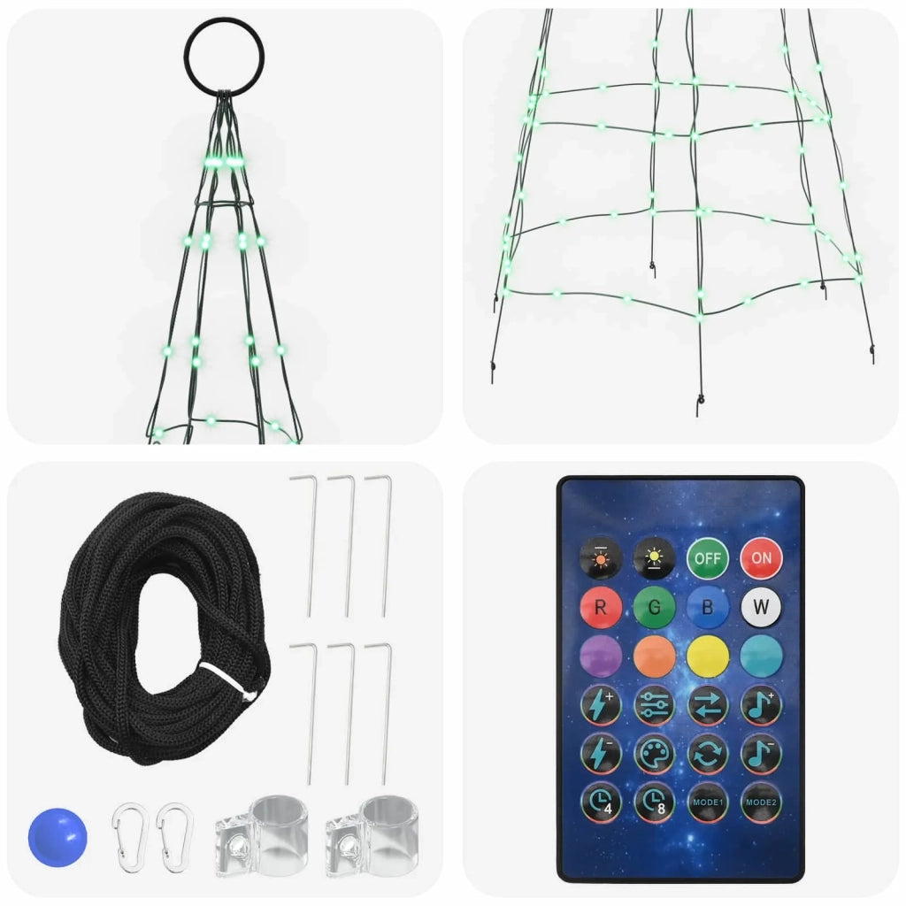 Albero di Natale LED 180 cm 168 LED Multicolore ferro Nero 42050816