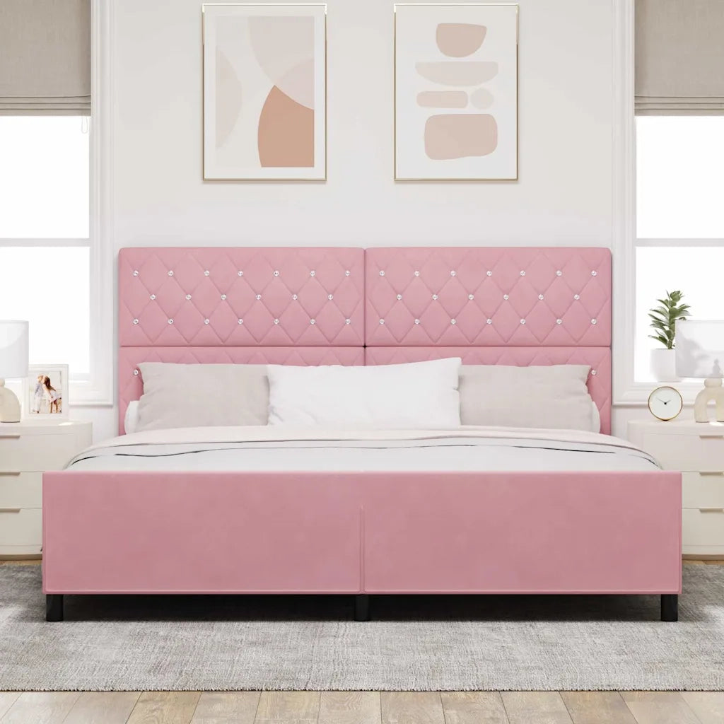 Letto a molle con testiera Rosa 200 x 200 cm Velluto
