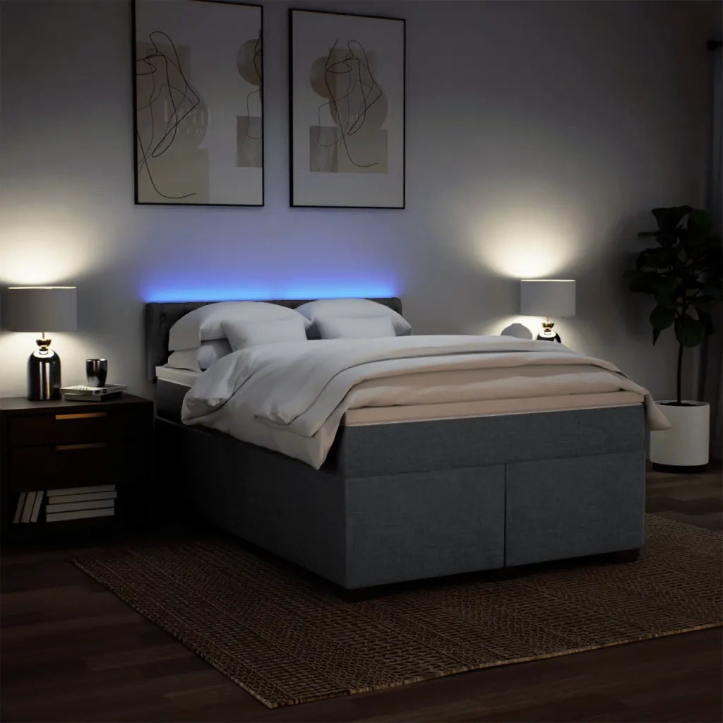 Giroletto a Molle con Materasso Grigio Scuro 160x200 cm Tessuto