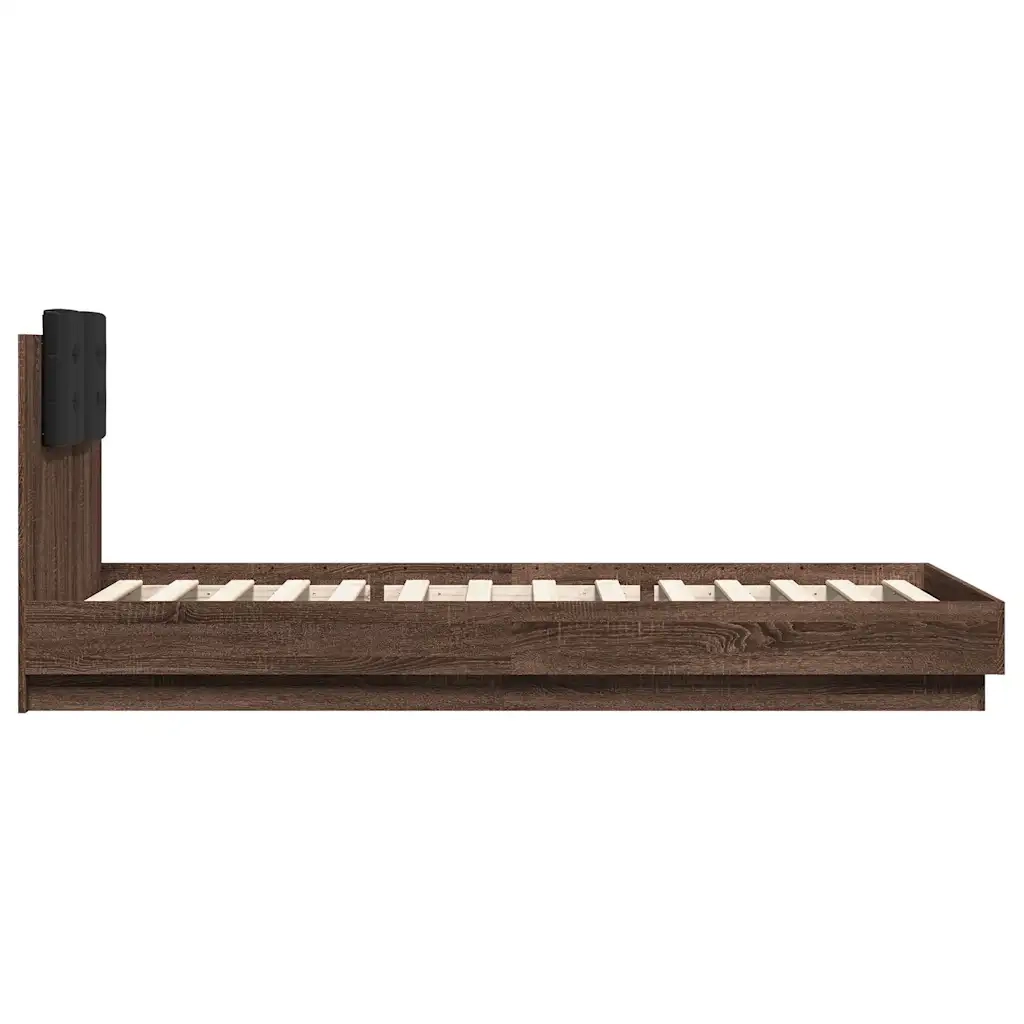 Letto singolo | Letto per adulti | Giroletto Testiera Rovere Marrone 100x200 cm Legno Multistrato