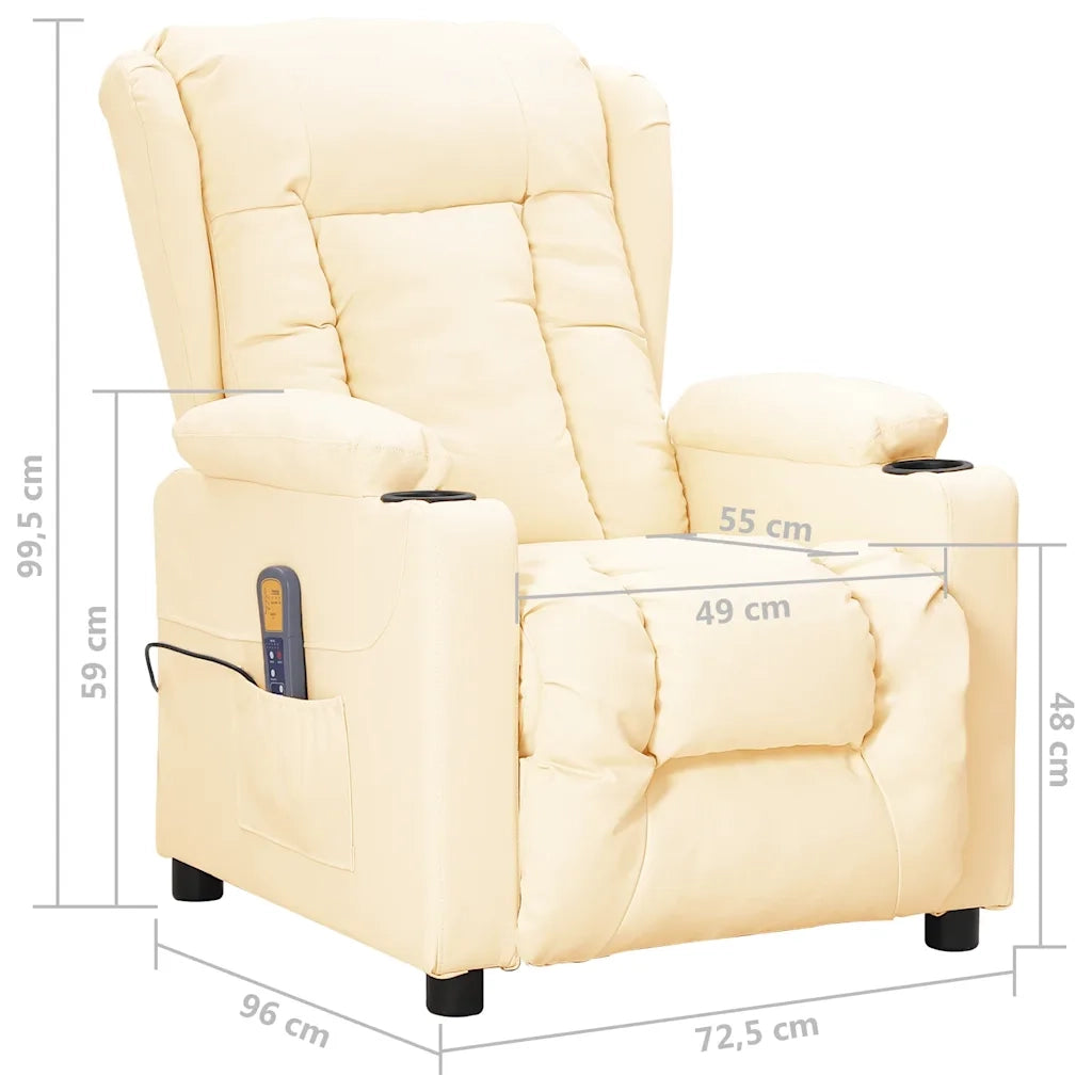 Poltrona Massaggiante | Sedia Relax Crema in Similpelle